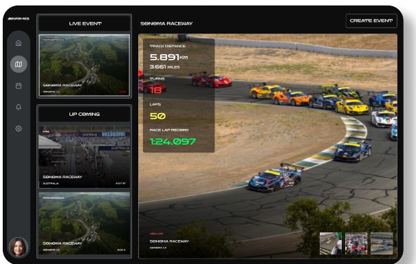 Course and events screen, showing live and upcoming events