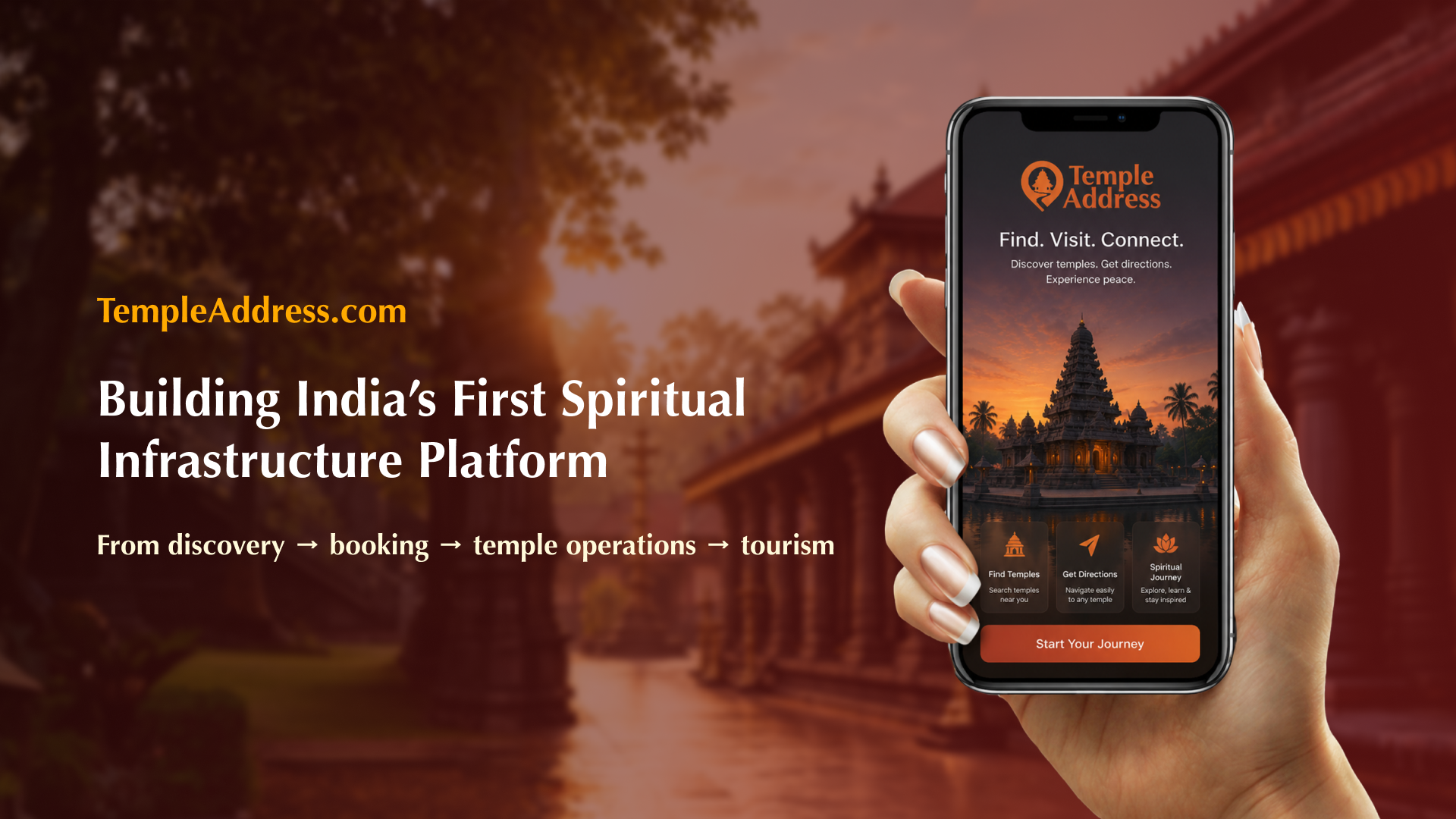 TempleAddress — building India's spiritual infrastructure platform, from discovery to booking to temple operations.